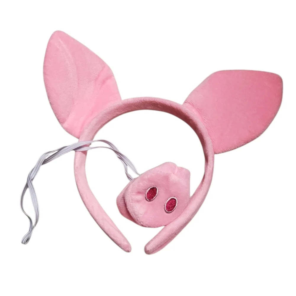 Pink Pig Ear Headband Costume Set